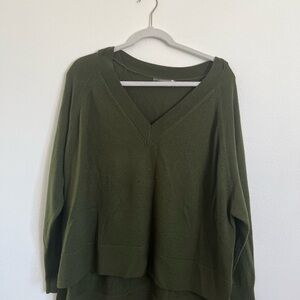 Anthropologie Forest Green V-Neck Sweater